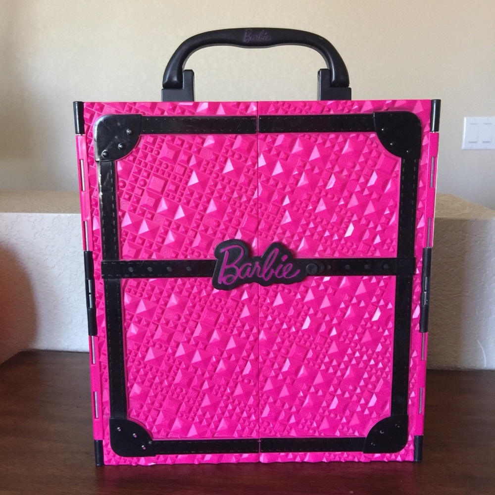 2011 Mattel Pink & Black Barbie Doll Wardrobe Case
